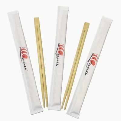 Custom Logo Disposable Bamboo Chopsticks with Full Paper Sleeve in 18cm 21cm 23cm Lengths
