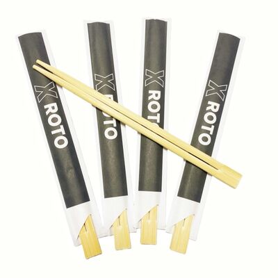 Factory Hot Selings Wholesale Restaurant Fast Food Paper Wrapped  Manufacturers Custom Logo Printed Prices Sushi Disposable Twins Bamboo Chopsticks with Custom Sleeve